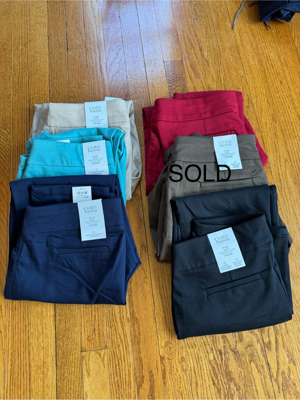 Croft & Barrow Straight Leg Pants- Black, Navy, Teal, Khaki, Red,   BROWN SOLD